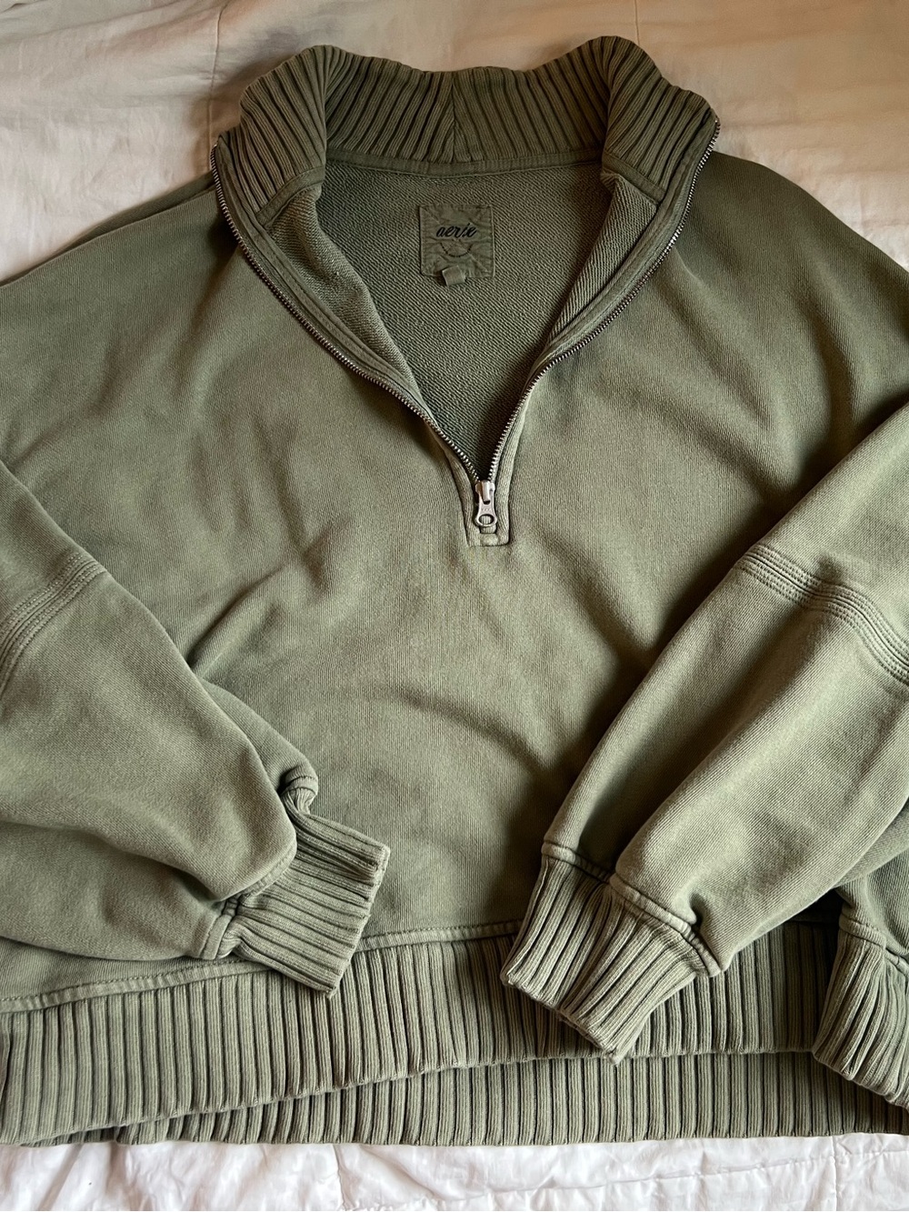 aerie Olive Half-Zip Sweater size small